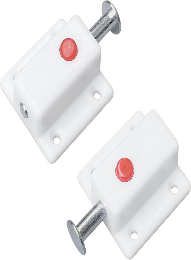 Valajogi 6 Pcs Spring Loaded Push Button Door Lock - Automatic Touch Release Cabinet Latch, Magnetic-Free Push to Open for Kitchen Cabinets, Drawers & Furniture Doors | Easy Installation (White) - Image 3